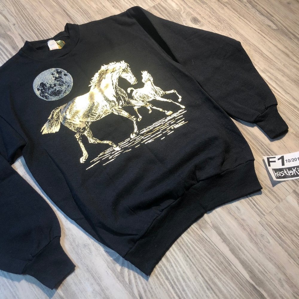Vintage Keehn Scenes Horse Moon Sweatshirt M Crew
